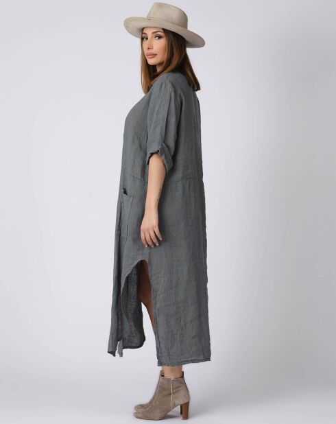 Robe 100% Lin Kara grise