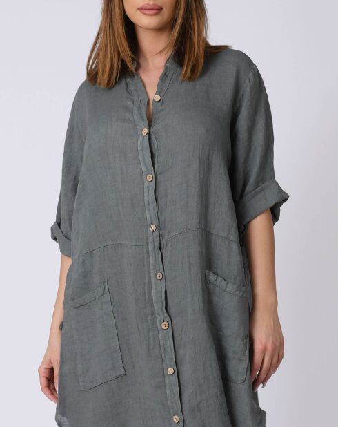 Robe 100% Lin Kara grise