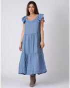 Robe 100% Lin Karen bleue