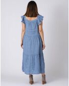 Robe 100% Lin Karen bleue