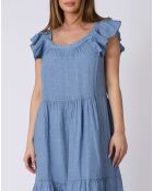 Robe 100% Lin Karen bleue