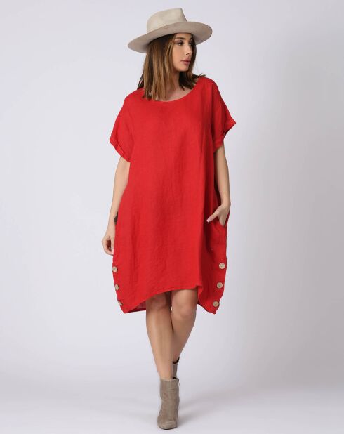 Robe 100% Lin Kassandra rouge