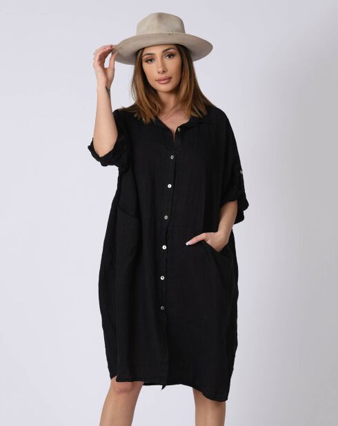 Robe 100% Lin Kathy noire