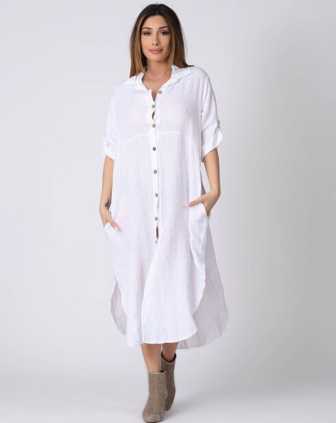 Lilou weißes Kleid aus 100% Leinen