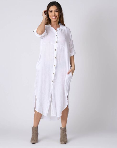 Lilou weißes Kleid aus 100% Leinen