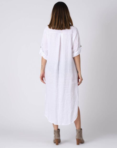 Lilou weißes Kleid aus 100% Leinen