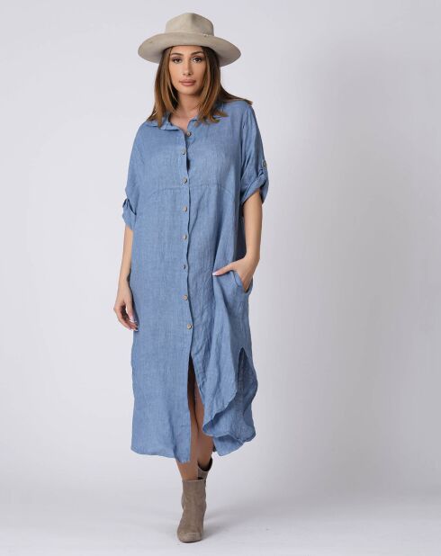 Robe 100% Lin Lilou bleue