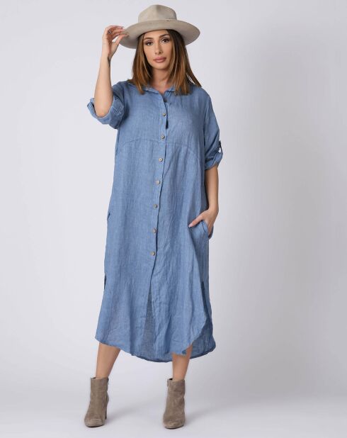 Robe 100% Lin Lilou bleue