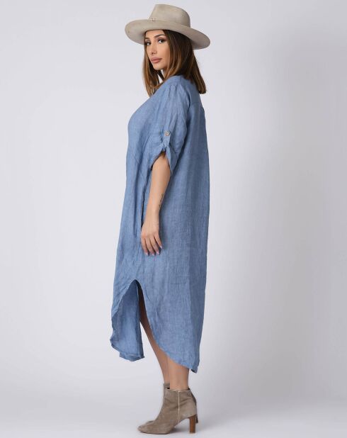 Robe 100% Lin Lilou bleue