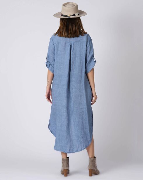 Robe 100% Lin Lilou bleue