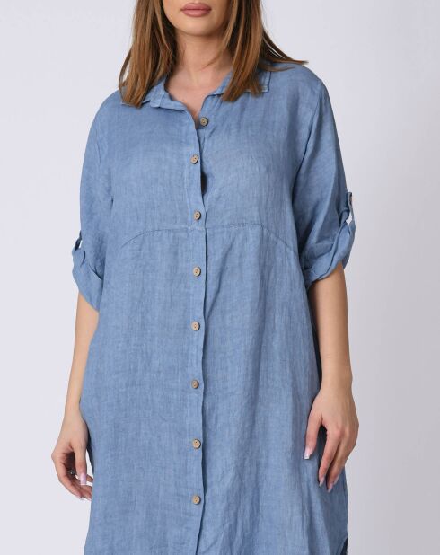 Robe 100% Lin Lilou bleue