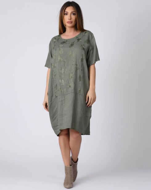 Robe 100% Lin Lison kaki