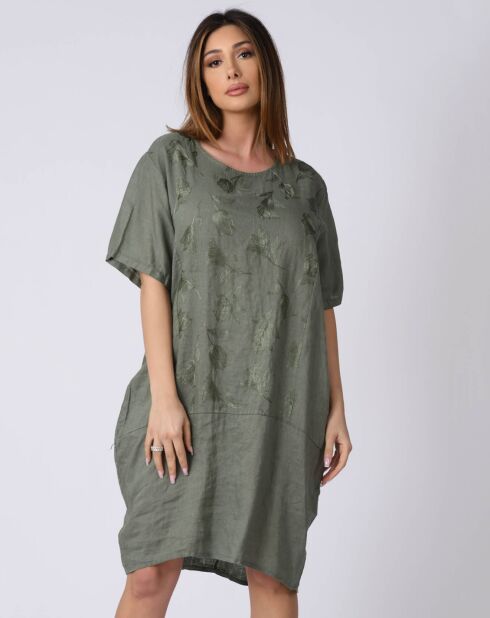 Robe 100% Lin Lison kaki