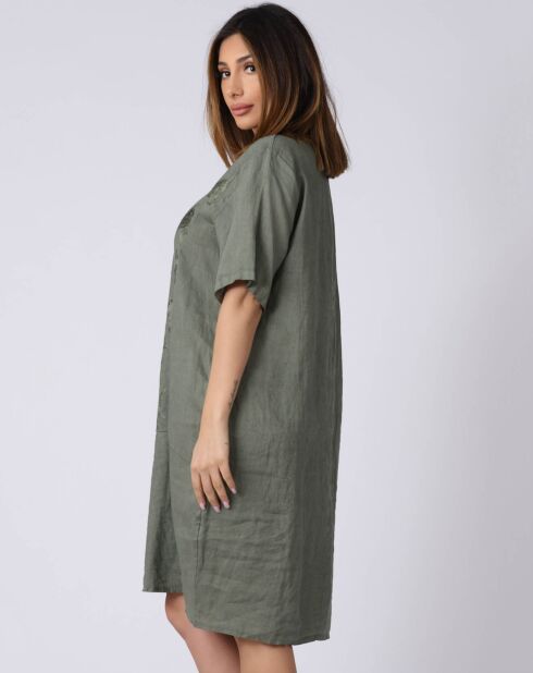Robe 100% Lin Lison kaki