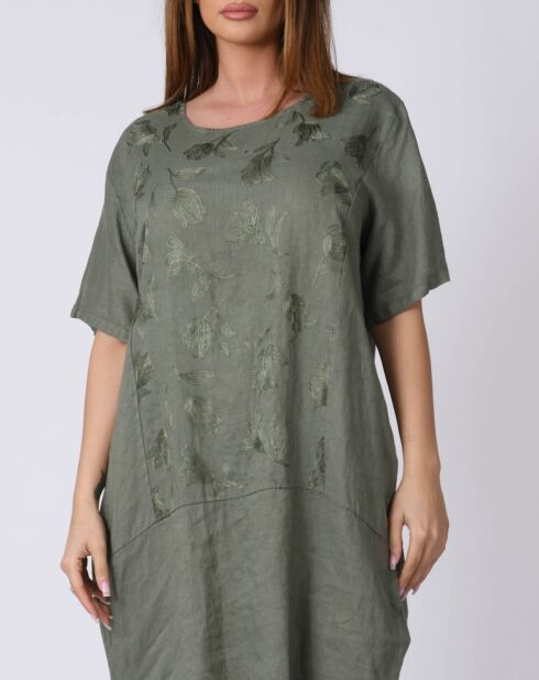 Robe 100% Lin Lison kaki