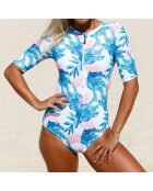 Maillot de Bain 1 pièce Malibu bleu/blanc/rose