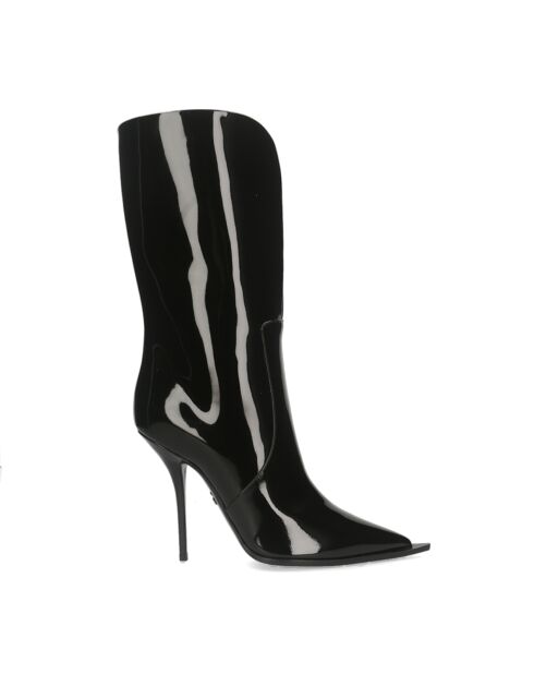 Bottes en Cuir Vernis noires - Talon 10.5 cm