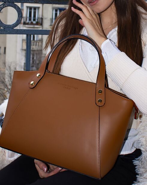 Sac à main en Cuir Parl camel - 18x12x6 cmcm