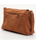 Ana Schultertasche aus Samt in Kamelbraun - 37x25x10 cm