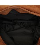 Ana Schultertasche aus Samt in Kamelbraun - 37x25x10 cm