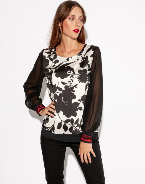 Blouse Nolla à fleurs noire