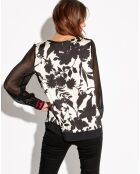 Blouse Nolla à fleurs noire