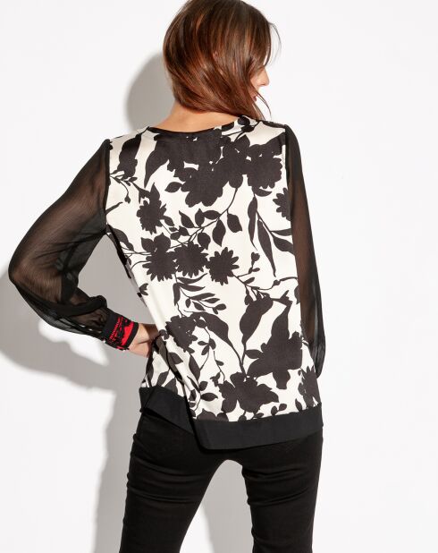 Blouse Nolla à fleurs noire