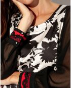 Blouse Nolla à fleurs noire