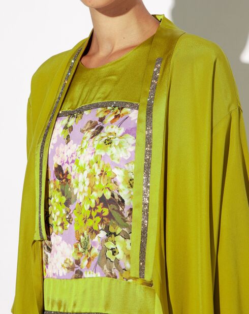 Olijfkleurige kimono-jas Paola