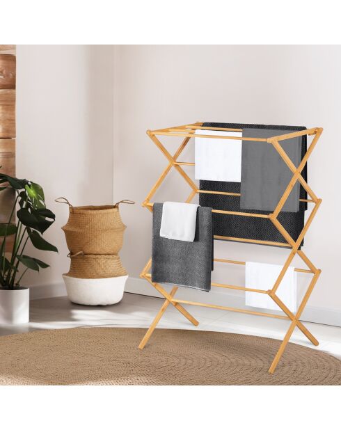 Séchoir Bambou bois - 63.5x36.5x106.5 cm