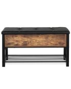 Banc coffre d'entrée Vintage Nino noir/bois foncé - 100x40x52 cm