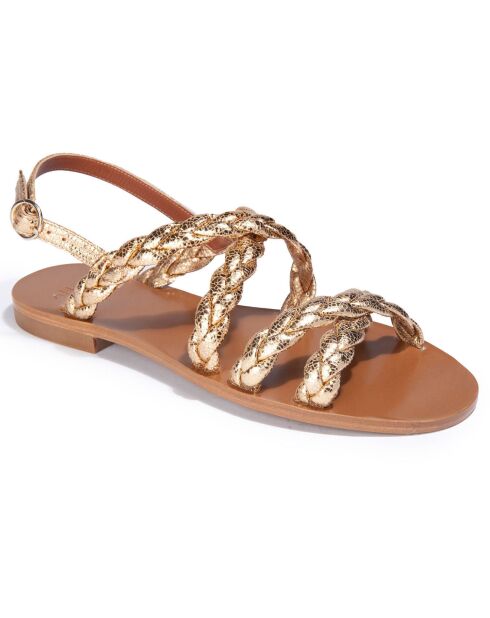 Sandali in pelle color ambra dorata