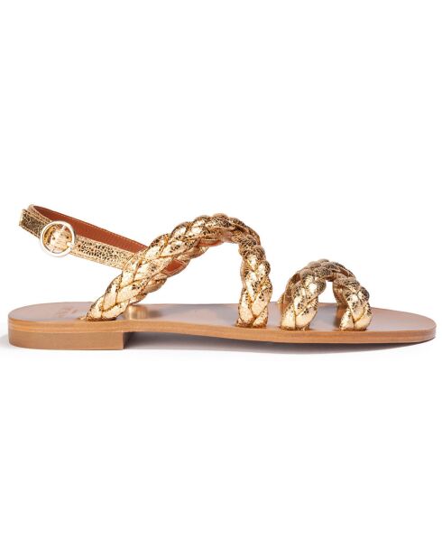 Sandali in pelle color ambra dorata