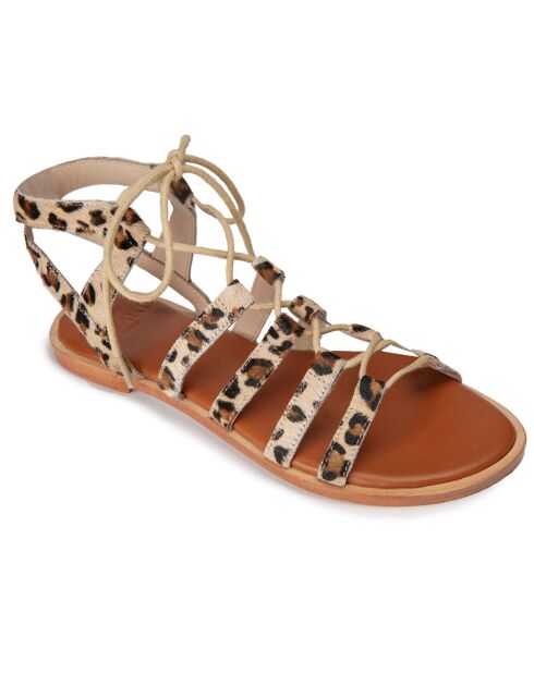 Arena Sandalen aus Ponyleder mit Leopardenmuster