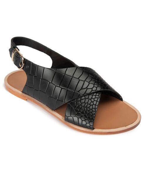 Sandales en Cuir croco Austin noires