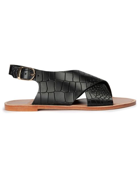 Sandales en Cuir croco Austin noires