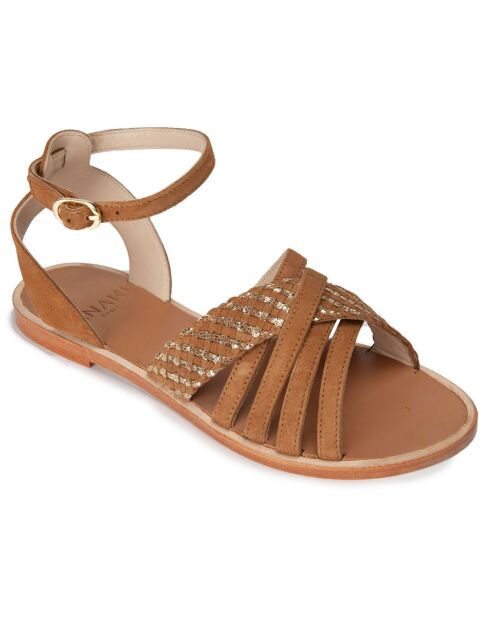 Sandales en Velours de Cuir Quito camel