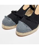 Espadrilles compensées en Textile noir/gris - Talon 8.5 cm