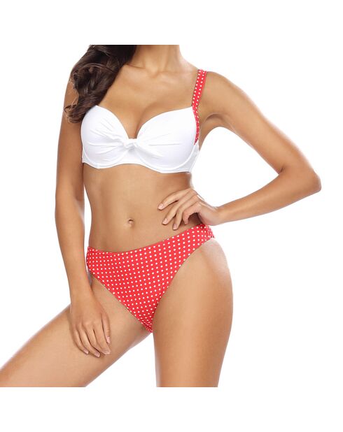 Maillot de Bain 2 pièces Hélène à pois blanc/rouge