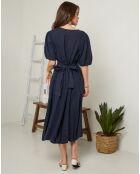 Robe 100% Lin Jeanne marine
