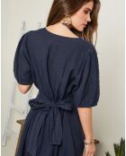 Robe 100% Lin Jeanne marine