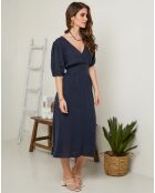 Robe 100% Lin Jeanne marine