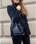 Sac seau en Cuir Kate noir - 38x22x17 cm