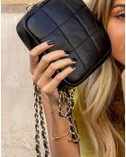 Zwarte Naya leren schoudertas - 18x18x5 cm