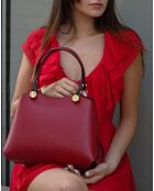Sac à main en Cuir Kiara  rouge foncé - 28x26x14 cm