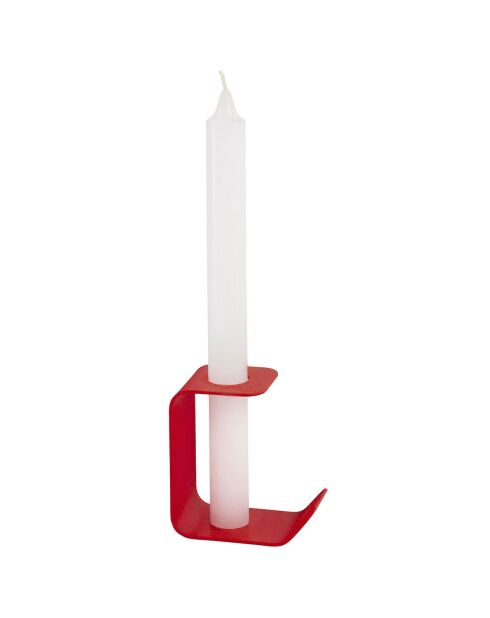 Flec grote kaarshouder met klaproos rood - 5x7,5x8,5 cm