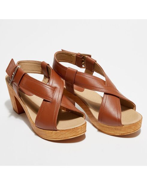 Sandales en Cuir Layla marron - Talon 8 cm