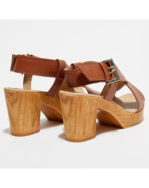 Sandales en Cuir Layla marron - Talon 8 cm