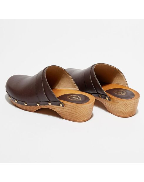 Sabots en Cuir Paige marron foncé - Talon 4.5 cm