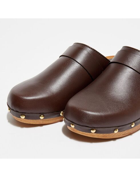 Sabots en Cuir Paige marron foncé - Talon 4.5 cm